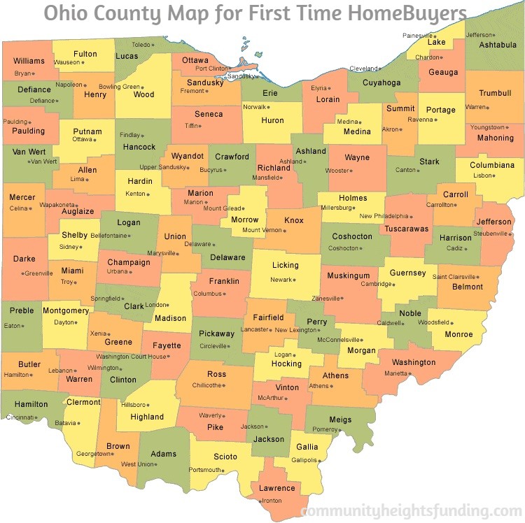 Ohio County Map for First Time HomeBuyers