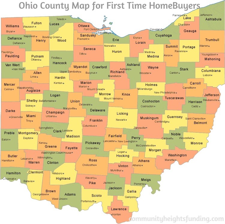 Ohio County Map for First Time HomeBuyers